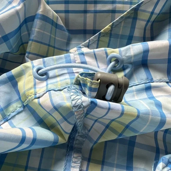 Columbia Jacket Plaid Blue Green Lightweight Windbreaker Omni Shade - Picture 6 of 9